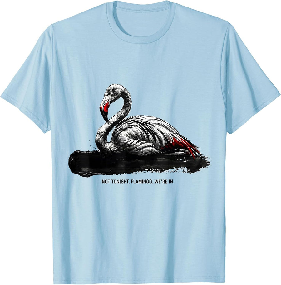 Men's Not Tonight Flamingo We're In Funny Animal Sleepshirt Pajama T-Shirt - Baby Blue