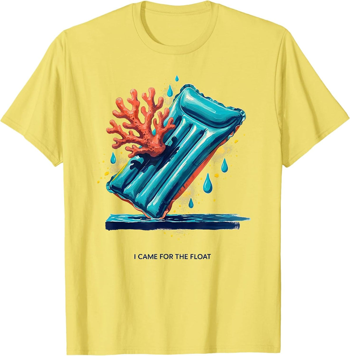 Men's I Came For The Float Funny Retro Summer Beach Vacation T-Shirt - Lemon Yellow