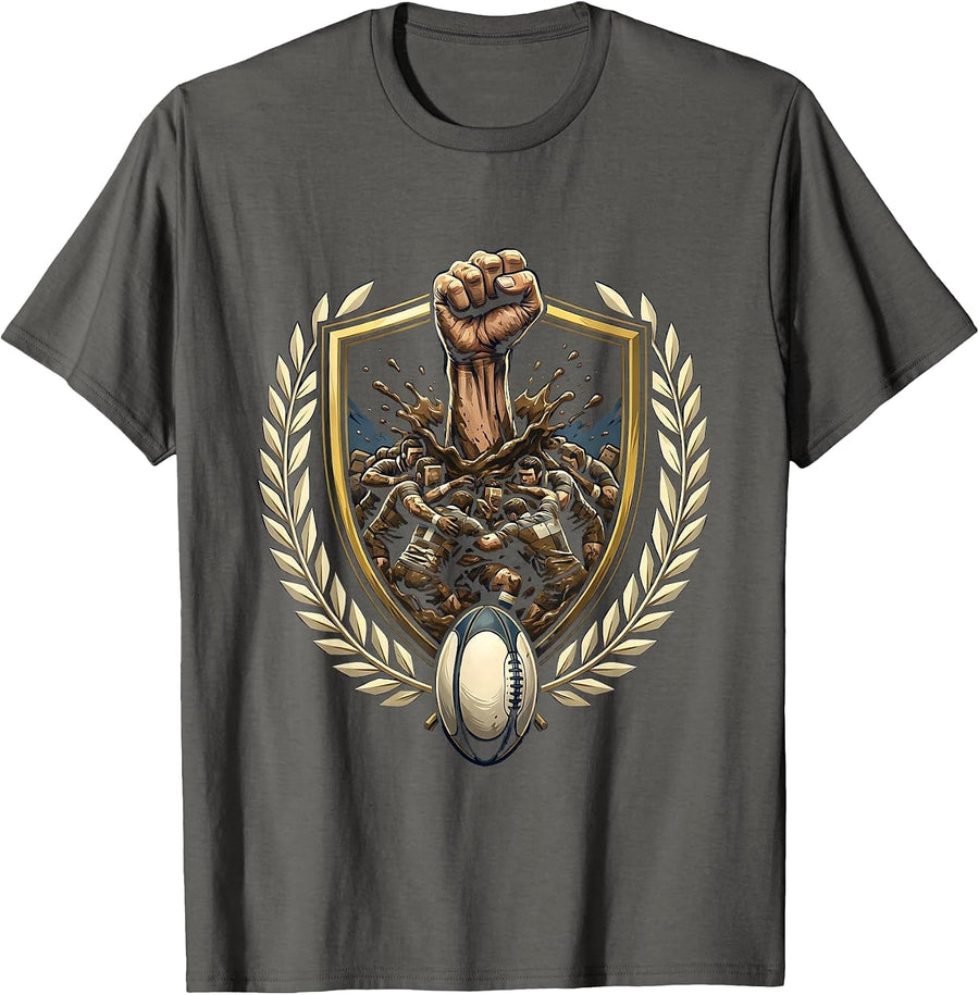 Rugby Mud Pit Hand Graphic Tee T-Shirt - Asphalt Grey