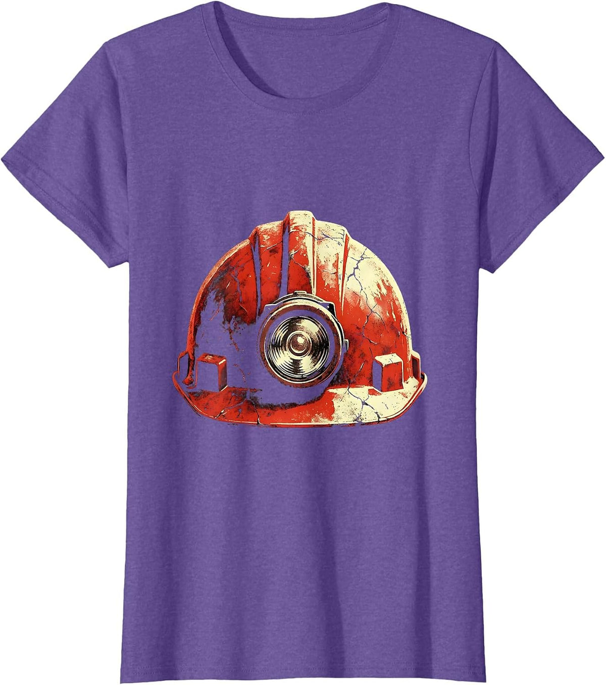 Labor Day Miner Helmet Headlamp Graphic Tee T-Shirt - Purple Heather