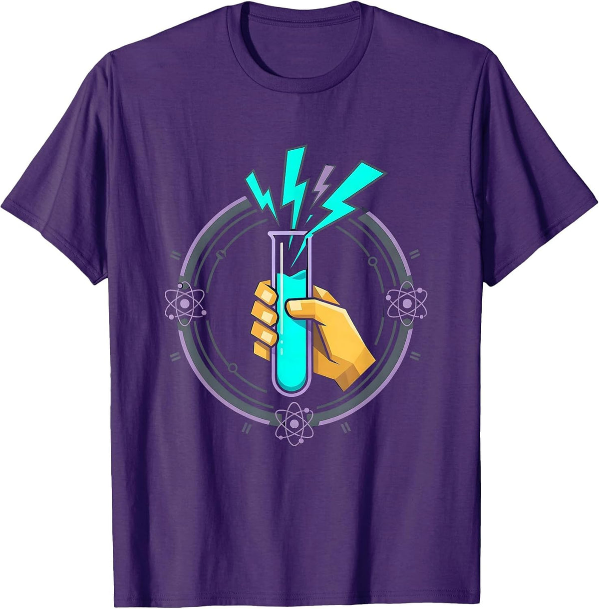 Men's Neon Teacher Science Test Tube Graphic T-Shirt - Purple