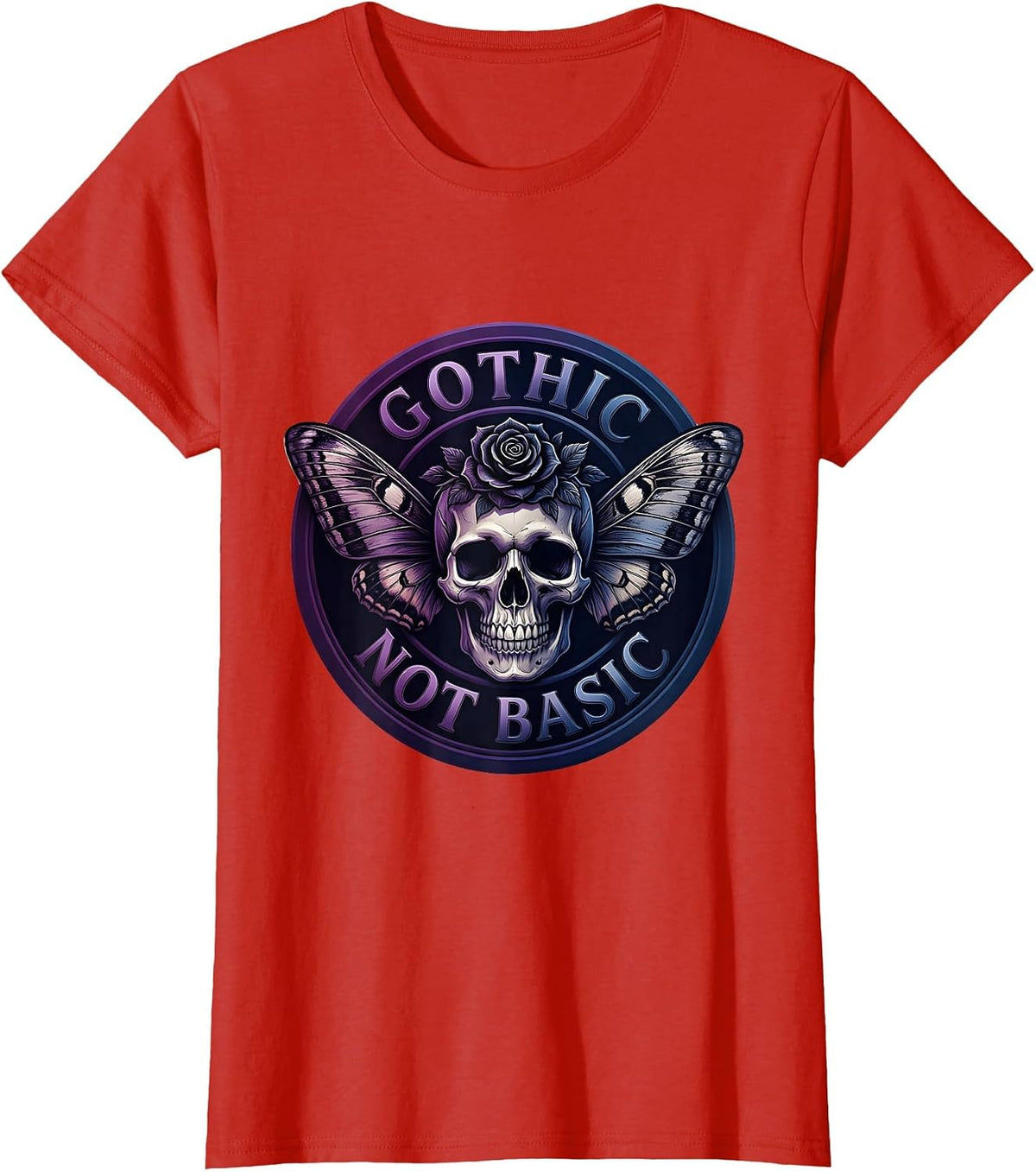 Gothic Not Basic Dark Aesthetic Design T-Shirt - Red