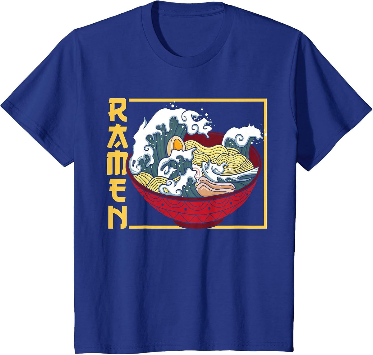 The Great Wave Off Kanagawa Ramen Eater Japanese Noodle Soup T-Shirt - Royal Blue