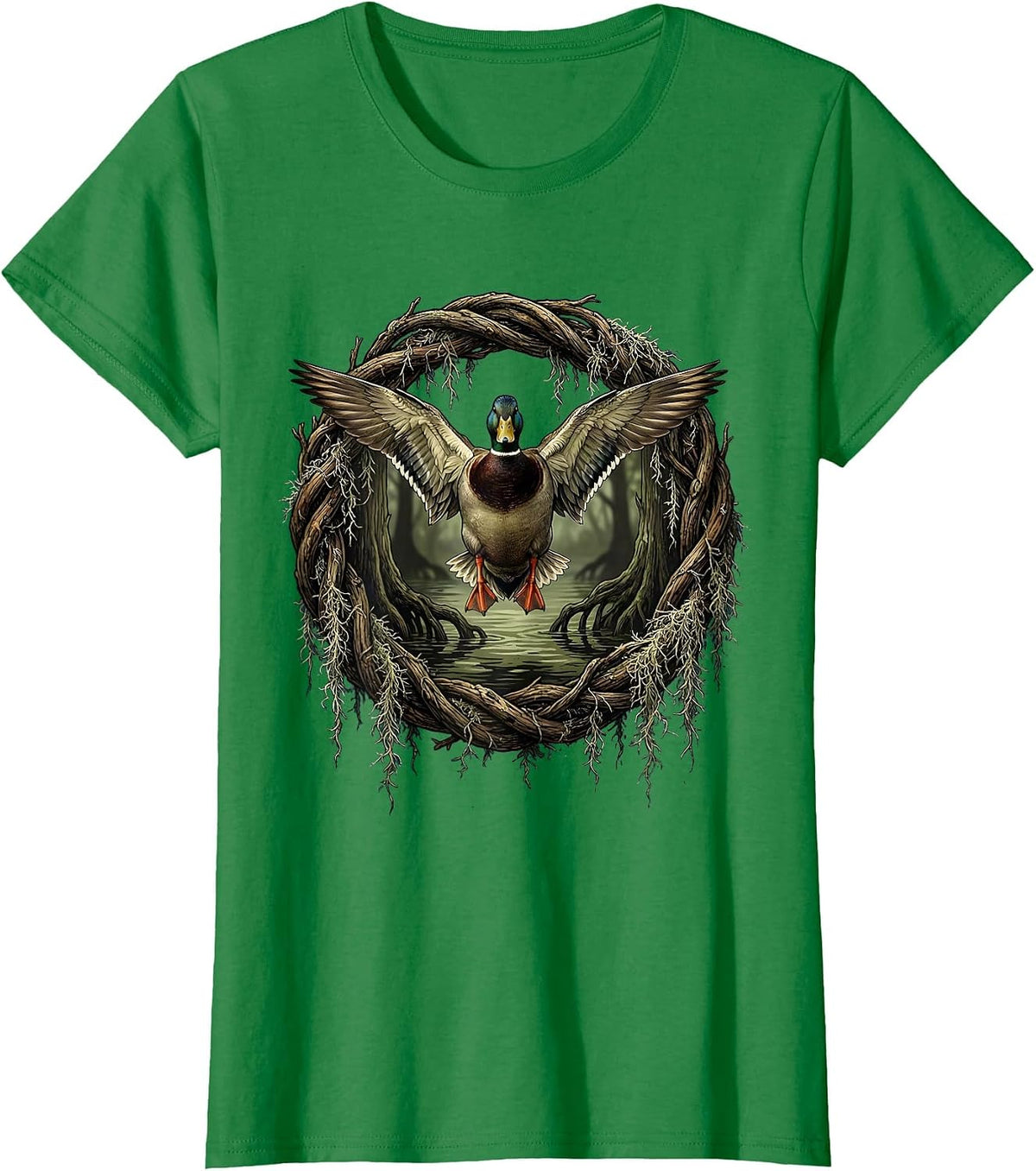 Women's Bottomland Camo Mallard Descending Cypress T-Shirt - Kelly Green