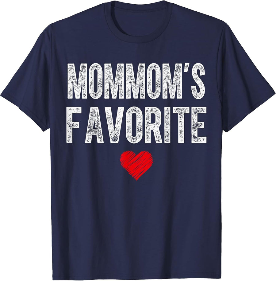 Mommom’S Favorite Heart Graphic for Mothers Day Grandchild T-Shirt - Navy Blue