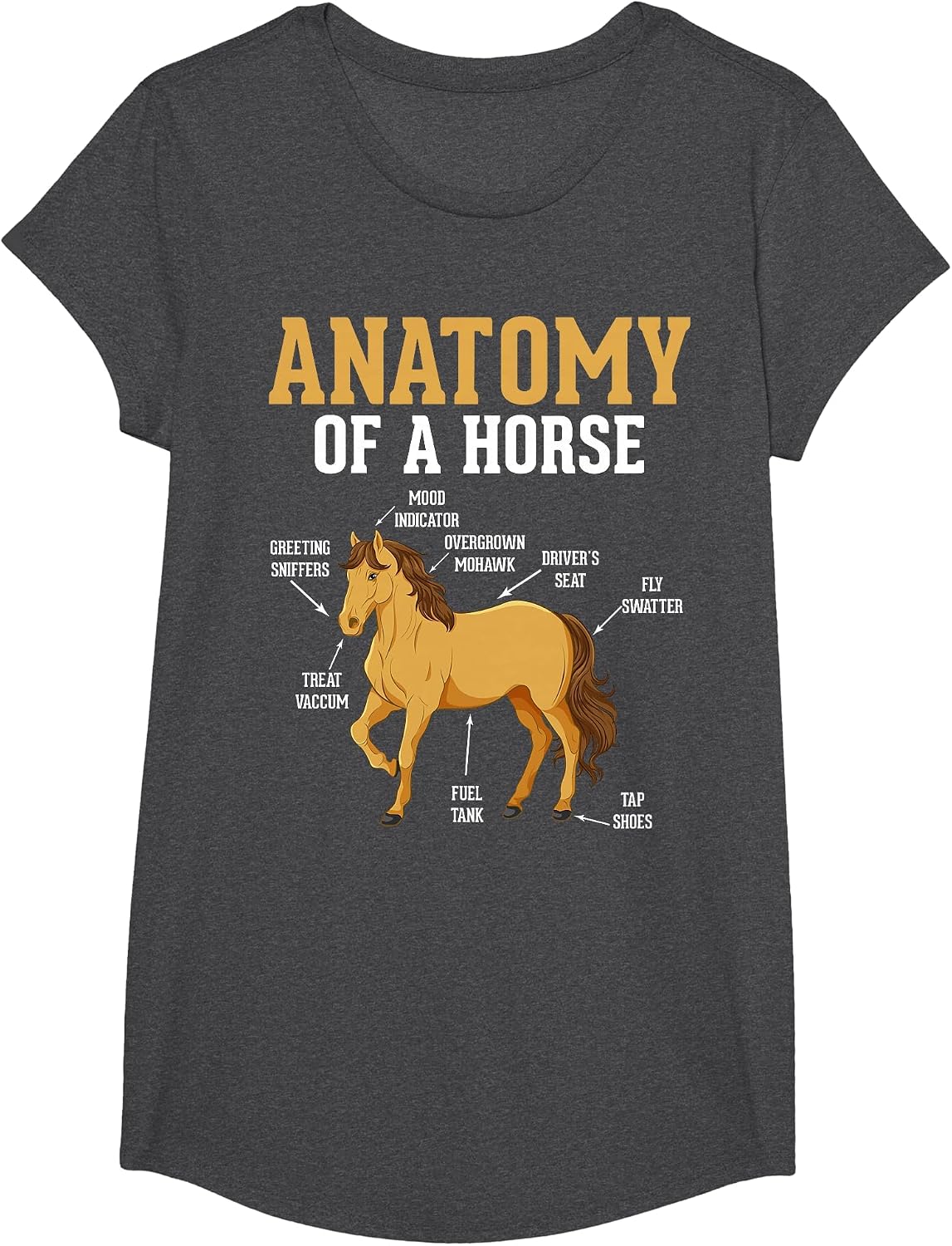 Anatomy of A Horse Funny Equestrian Neigh Horse Lovers T-Shirt - Girls Dark Heather Grey