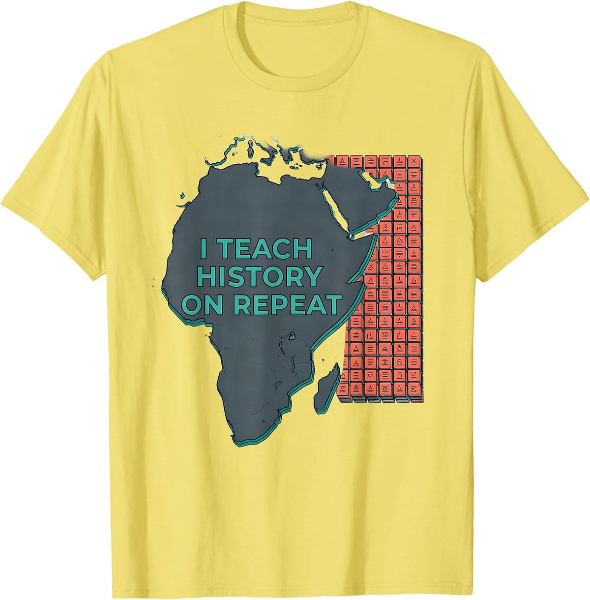 I Teach History On Repeat Funny History Teacher Gift T-Shirt, Men, Lemon Yellow, Large - As Pictured
