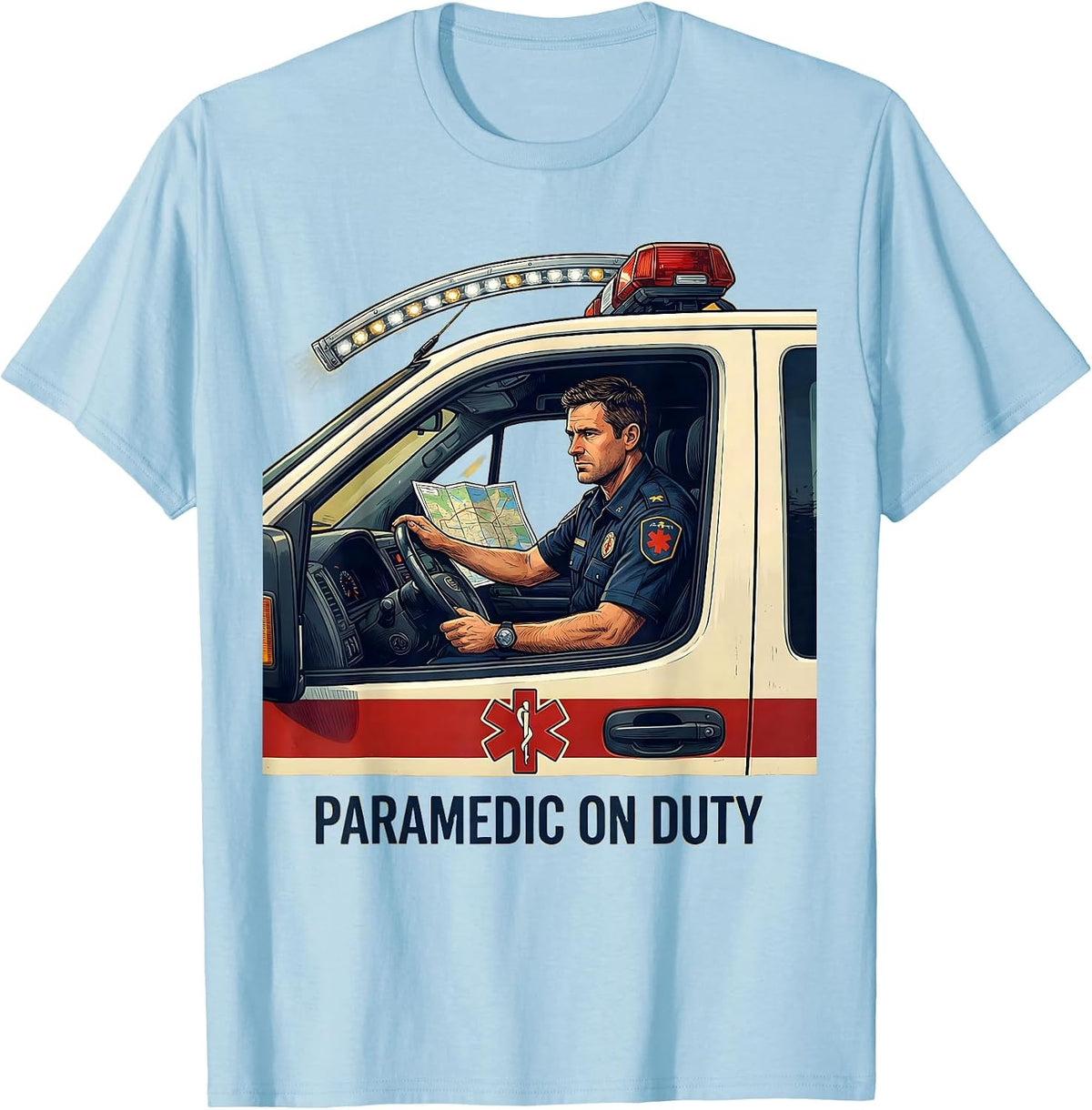 Men's Paramedic On Duty Funny EMS Gift Paramedic EMT Crew T-Shirt - Baby Blue