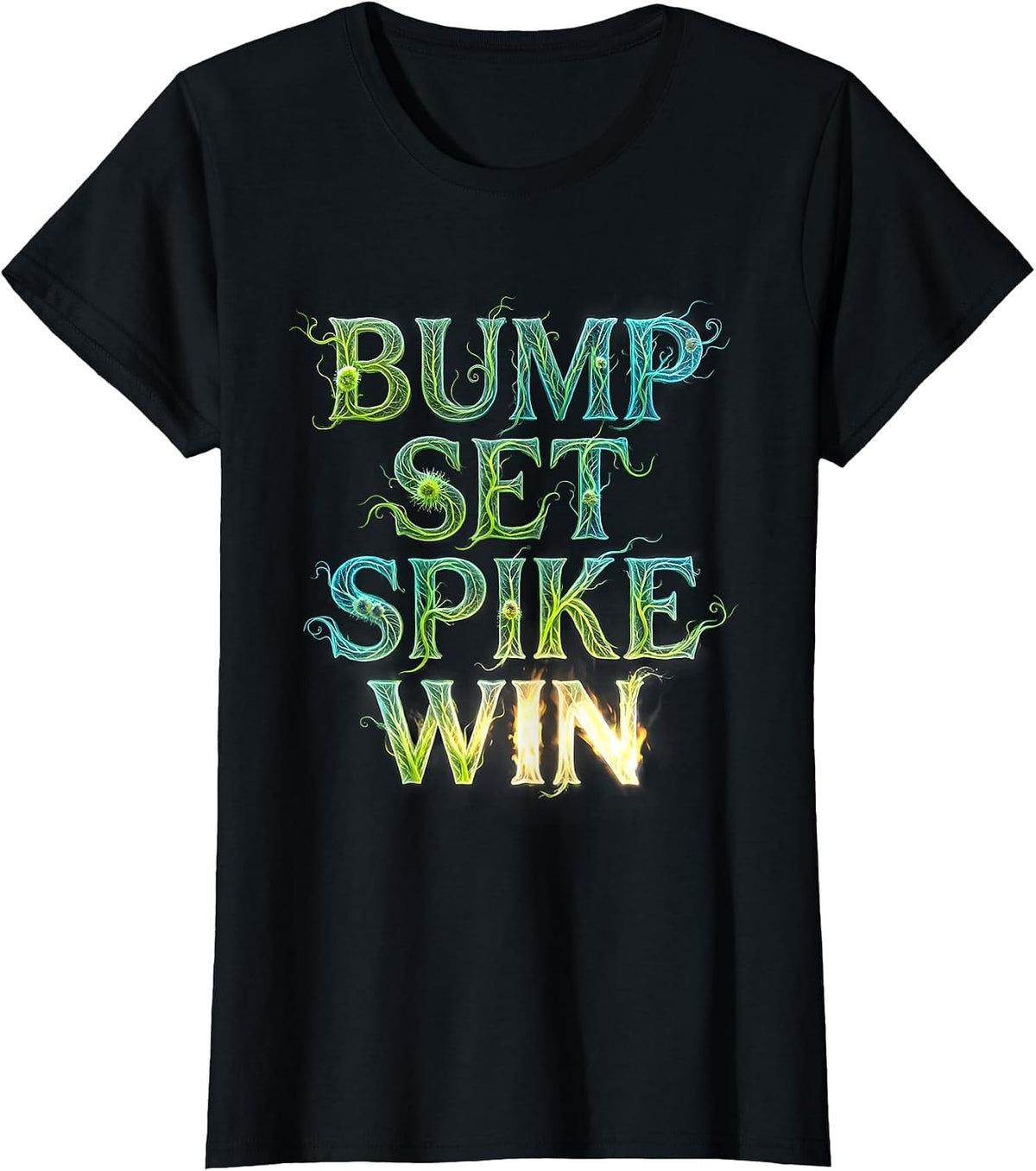 Women's Bump Set Spike Win Volleyball Design T-Shirt - Black
