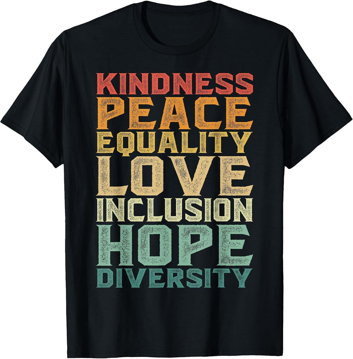 Peace Love Diversity Inclusion Equality Black History Month T-Shirt - Black