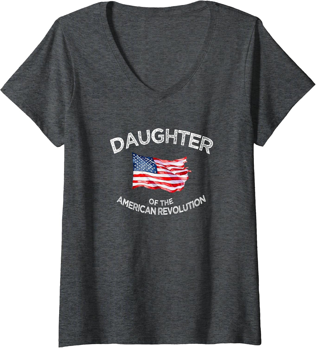 Women's Daughter of American Revolution DAR Star Historic USA V-Neck T-Shirt - Dark Heather Grey