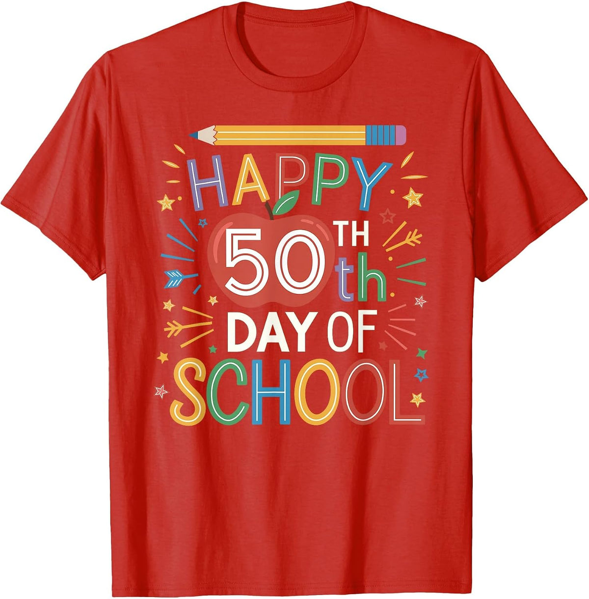 Happy 50th Day of School T-Shirt - Red