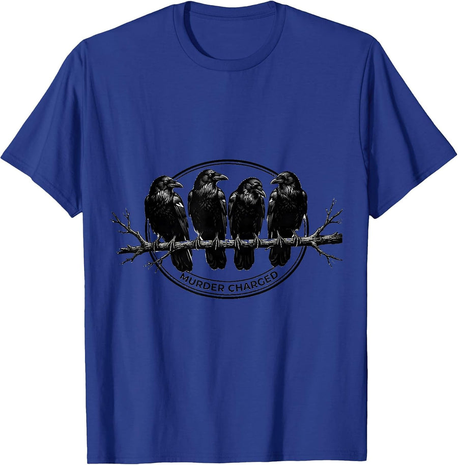 Murder Charged Dark Humor Crow Raven Bird Lover Gift T-Shirt - Royal Blue