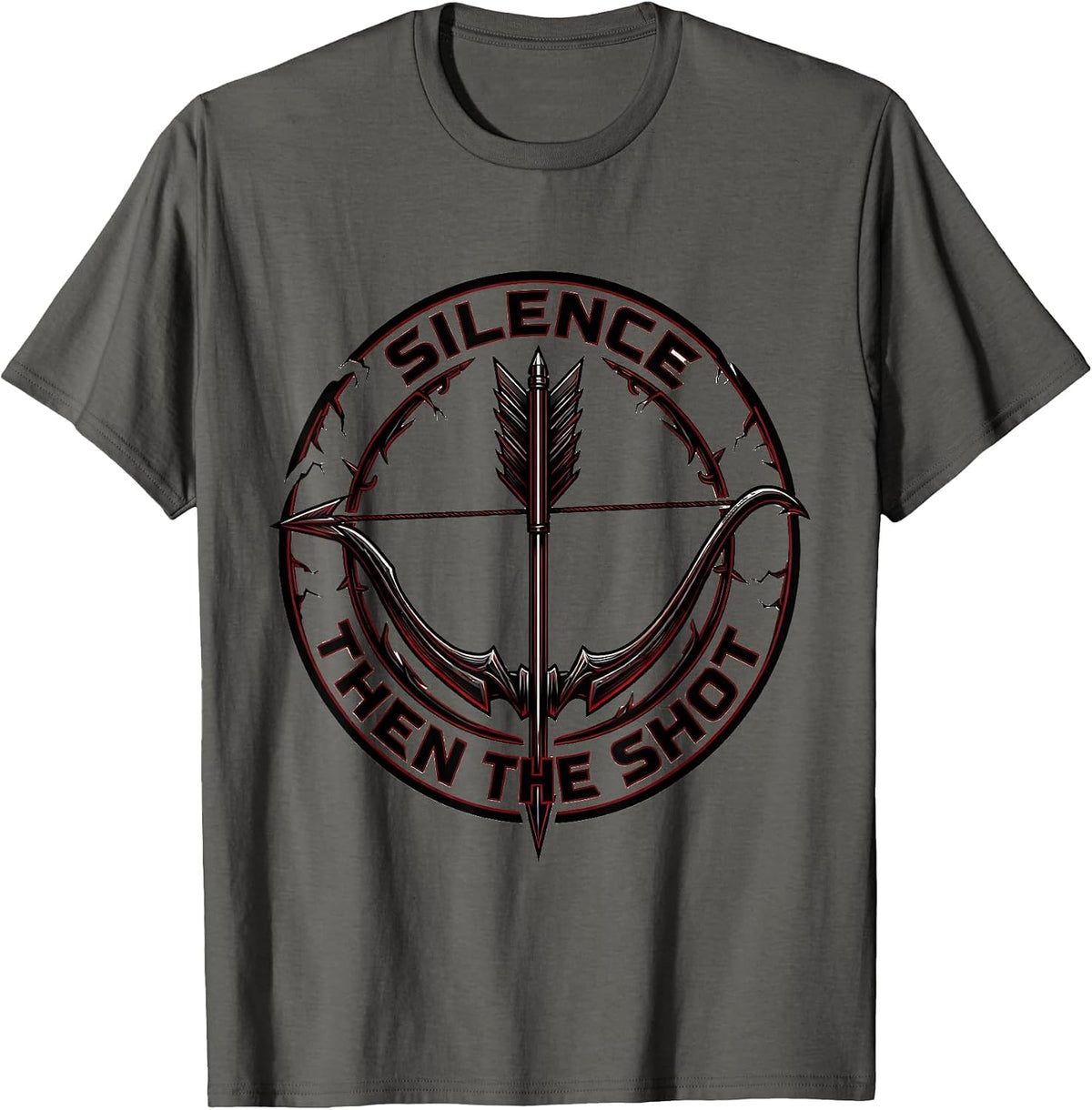 Men's Silence Then The Shot Hunting Graphic Design T-Shirt - Asphalt Grey