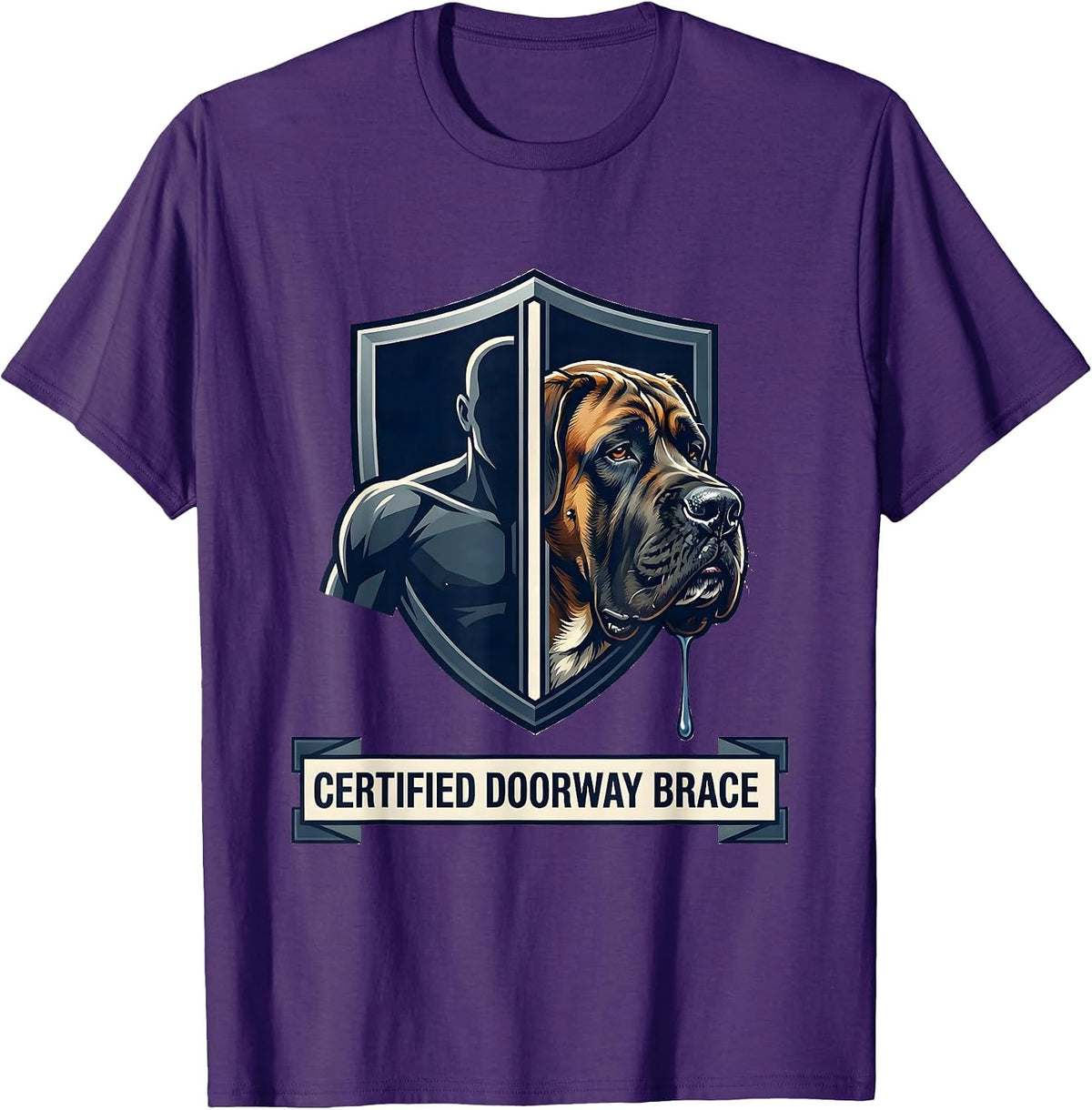 Certified Doorway Brace Funny Great Dane Dog Mom Dog Dad T-Shirt - Purple