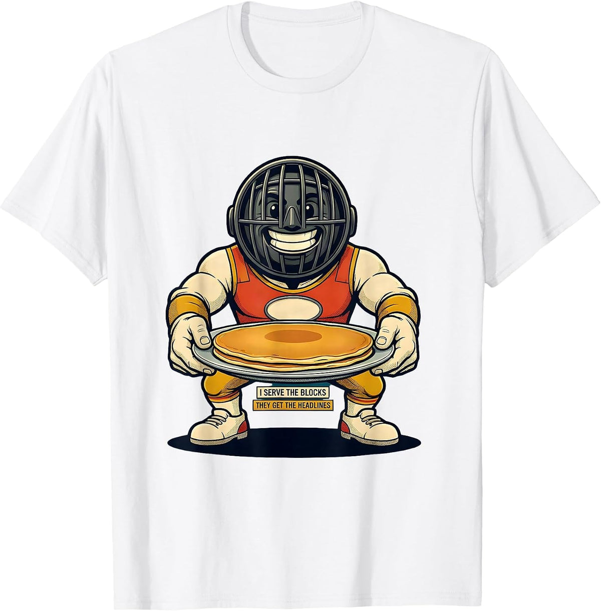 Men's I Serve The Blocks, They Get The Headlines Funny Lineman T-Shirt - White