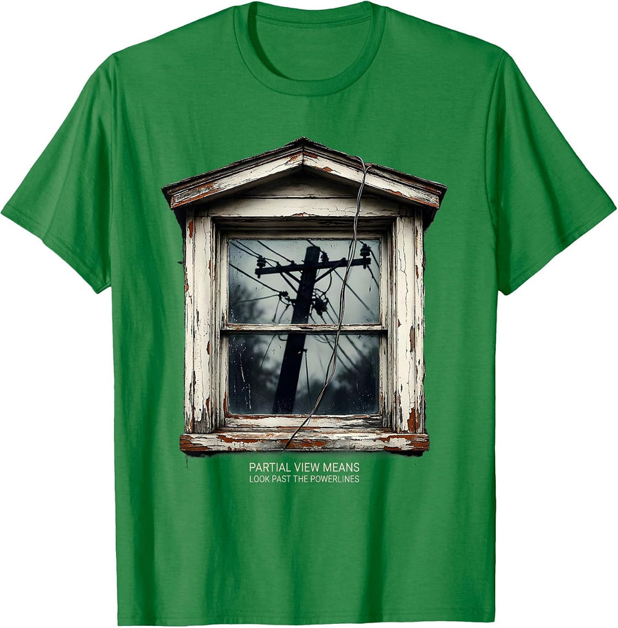 Men's Partial View Means Look Past The Powerlines Funny Realtor T-Shirt - Kelly Green