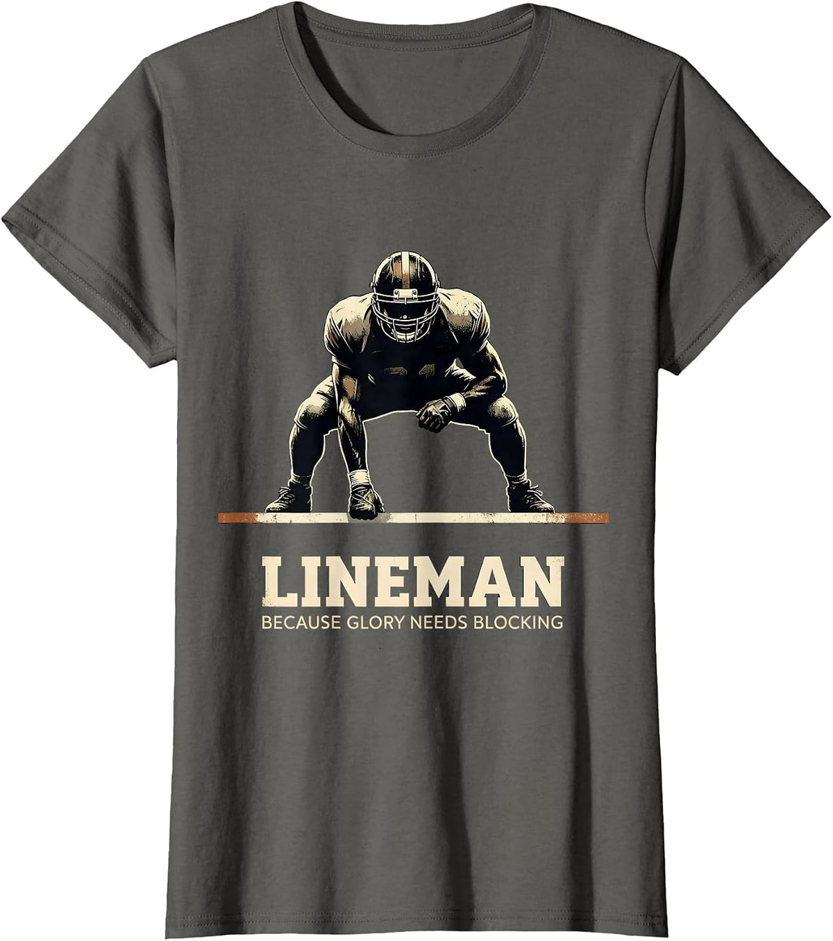 Women's Lineman Because Glory Needs Blocking Vintage Football T-Shirt - Asphalt Grey