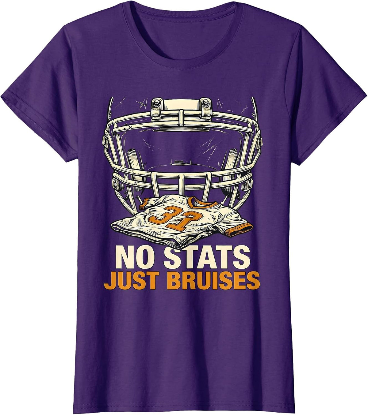 Women's No Stats Just Bruises Funny Offensive Lineman Football T-Shirt - Purple