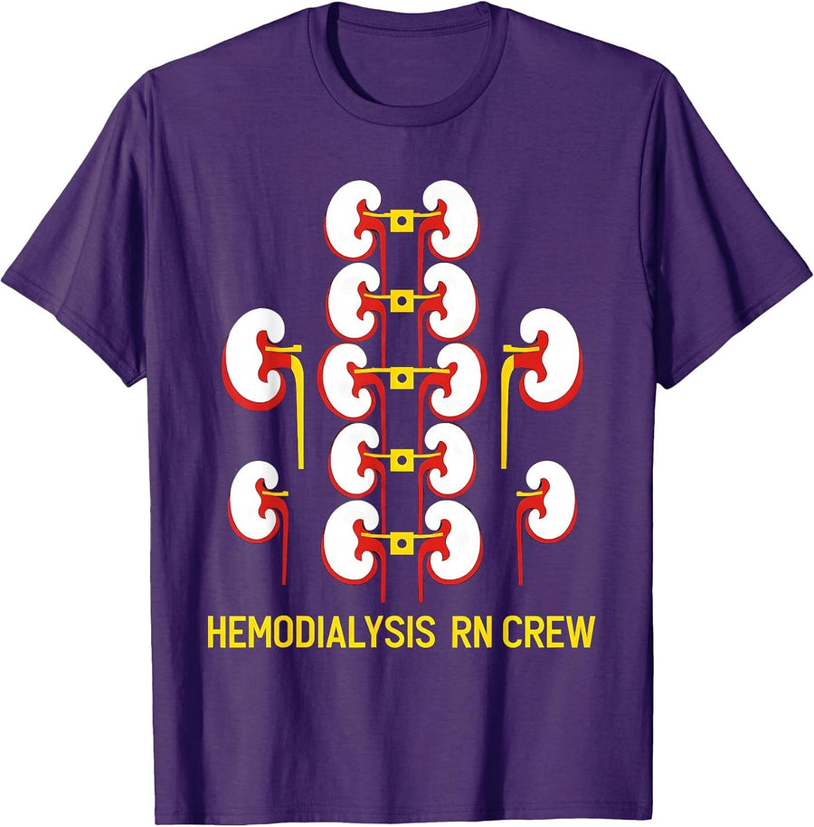Men's Hemodialysis RN Crew Modernist Nephrology Nurse Gift T-Shirt - Purple