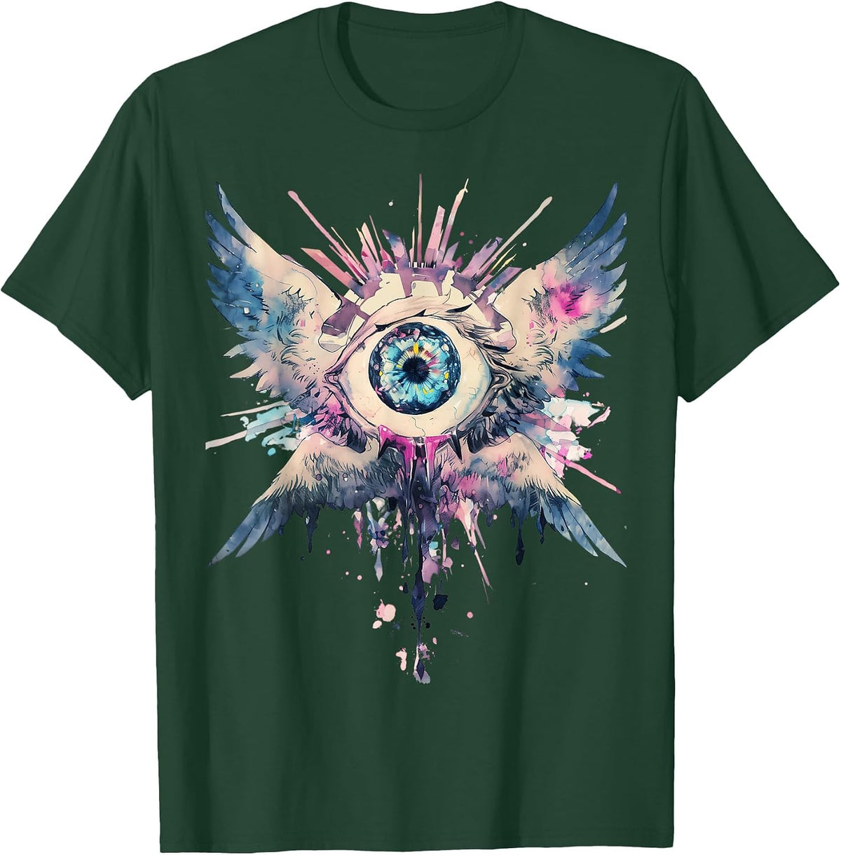 Biblically Accurate Angel Seraphim Ophanim Pastel Goth T-Shirt - Dark Green