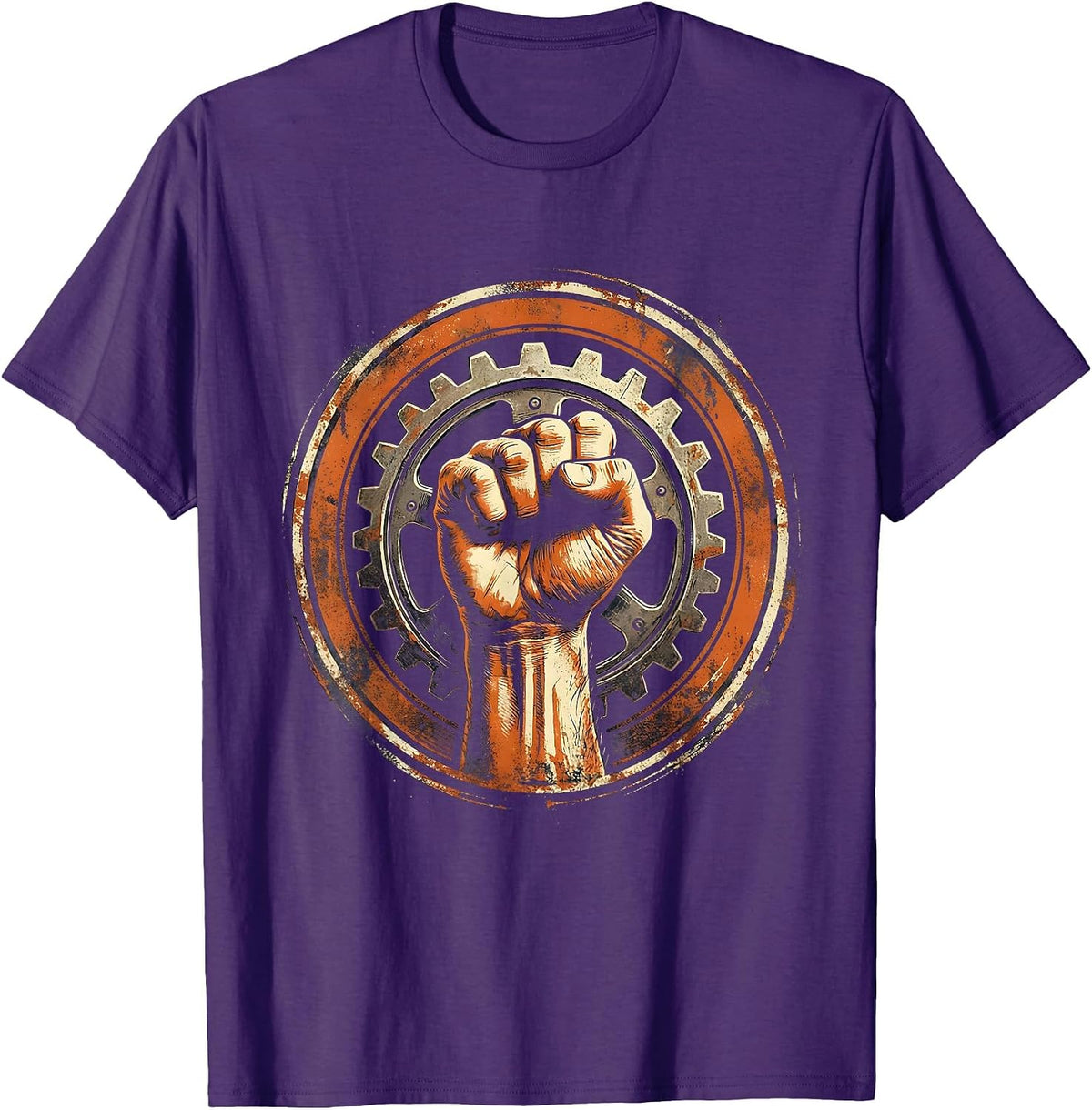 Raised Fist Gear Cog American Pride Graphic T-Shirt - Purple