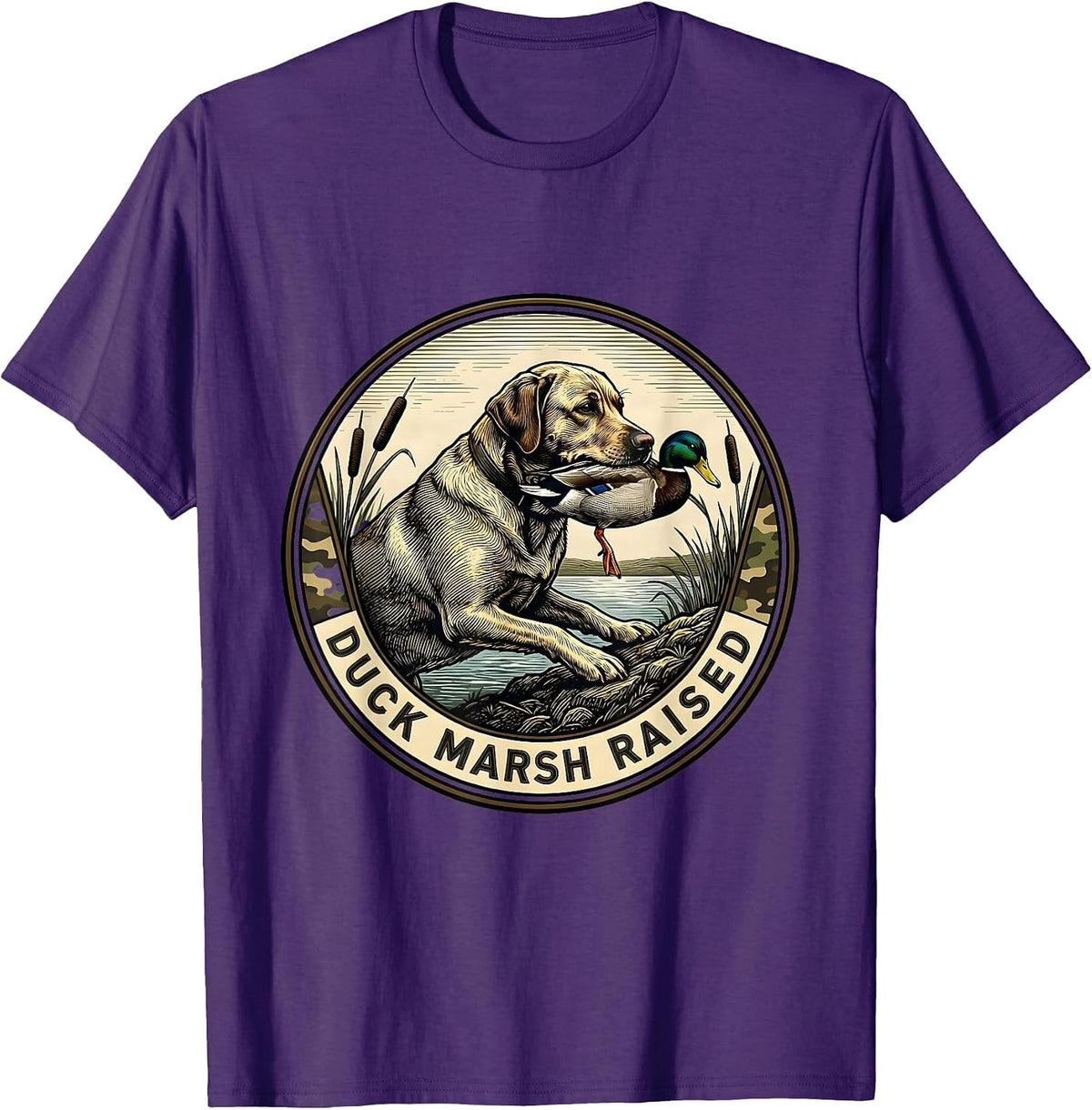 Men's Duck Marsh Raised Labrador Hunting Dog Waterfowl Youth T-Shirt - Purple