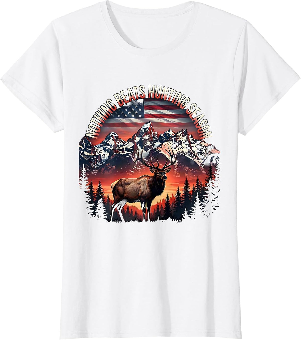 Women's Nothing Beats Hunting Season Graphic Design T-Shirt - White