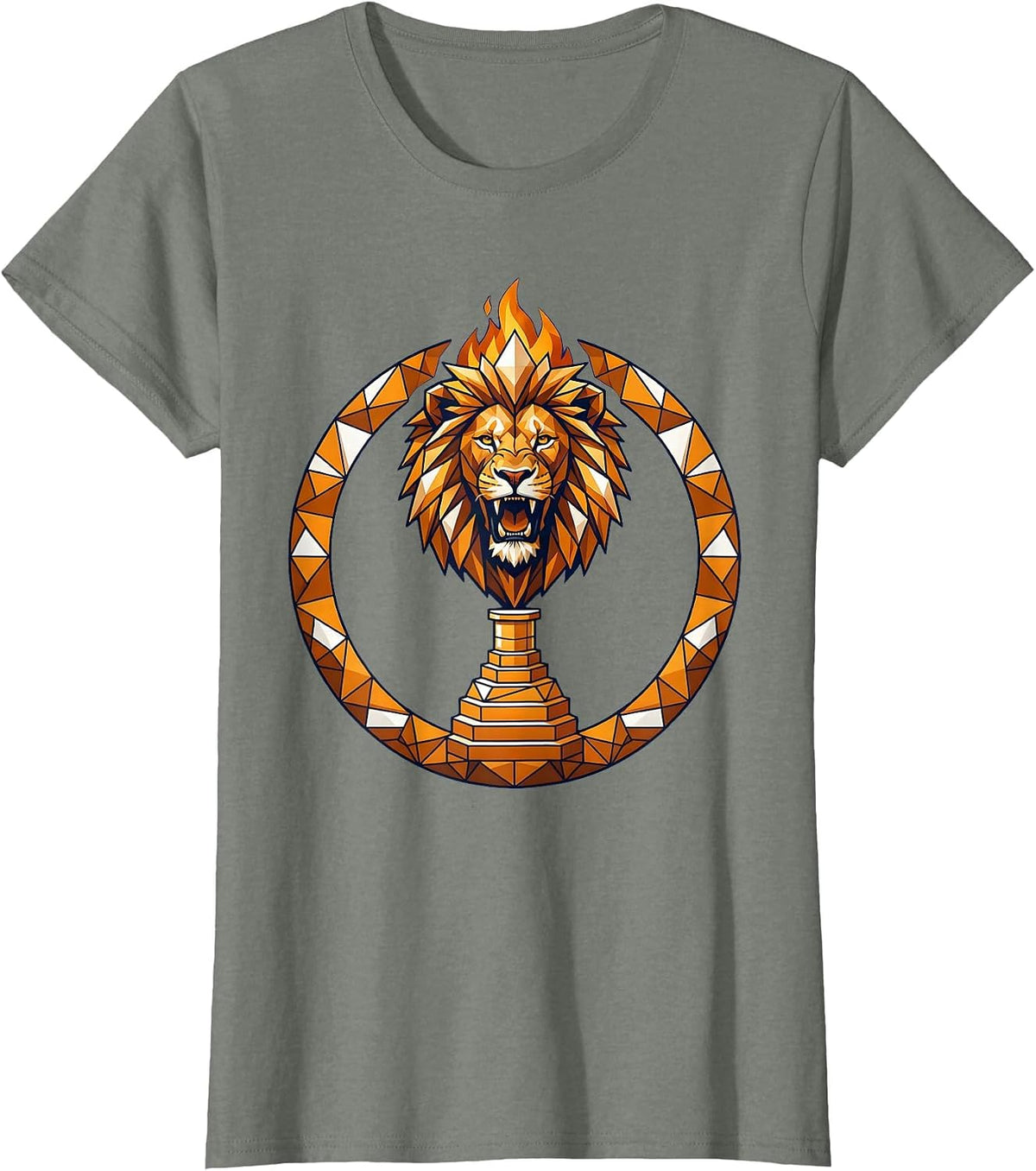 Science Teacher Lion Bunsen Burner Flame Art T-Shirt - Olive Heather