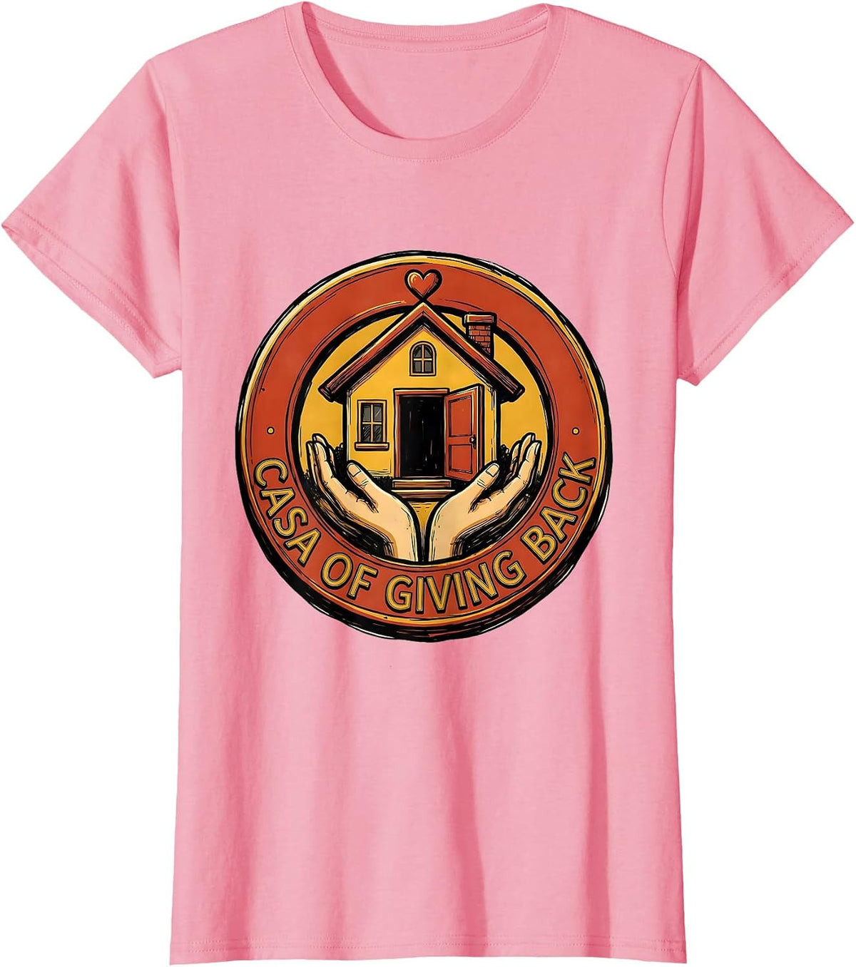 Women's Altruismo Casa of Giving Back Graphic Design T-Shirt - Pink