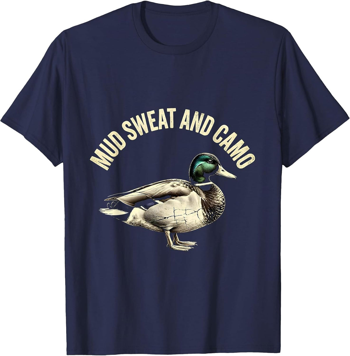 Men's Mud Sweat and Camo Bottomland Hunting Design T-Shirt - Navy Blue