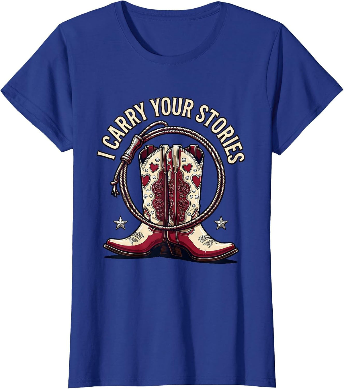Women's I Carry Your Stories Social Worker Design T-Shirt - Royal Blue