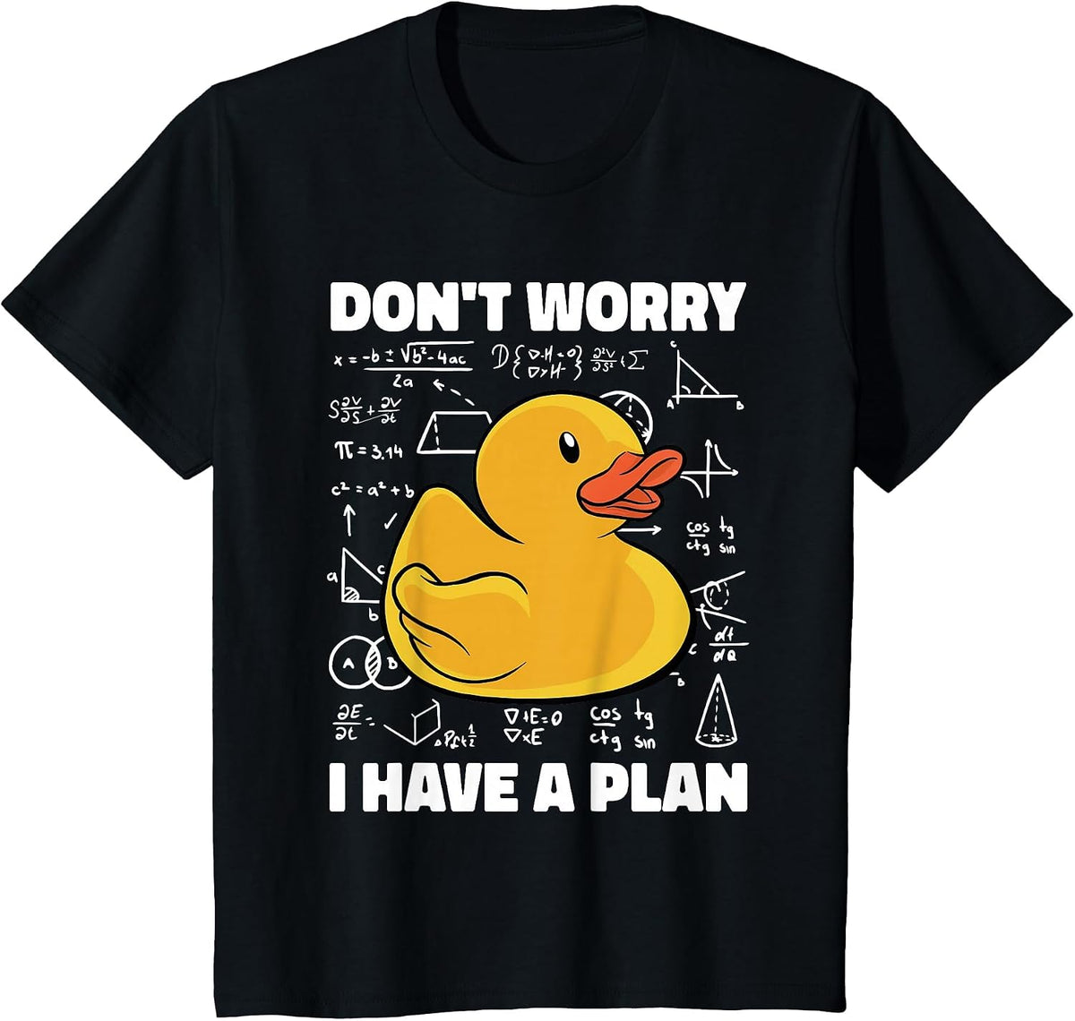 Rubber Duck Don't Worry I Have A Plan Funny Kids School T-Shirt - Black