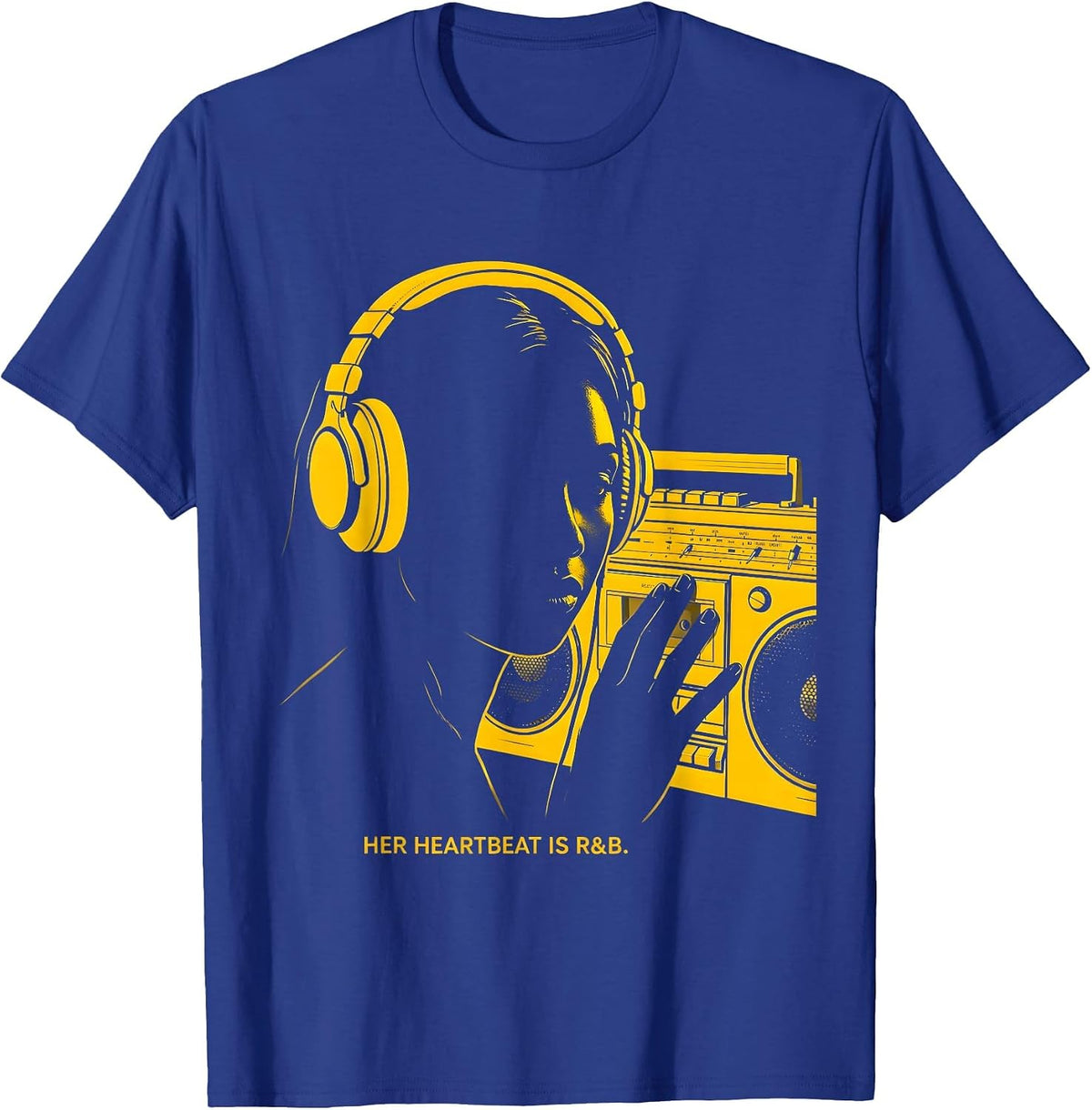 Her Heartbeat Is R&B Retro R&B Soul Music Fan T-Shirt - Royal Blue