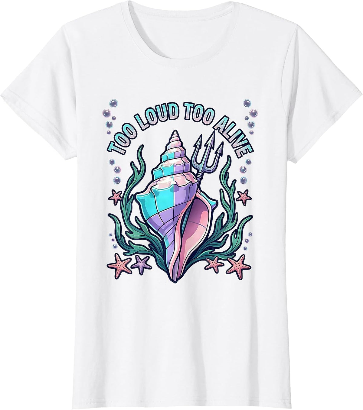 Too Loud Too Alive Metal Band Graphic Design T-Shirt - White