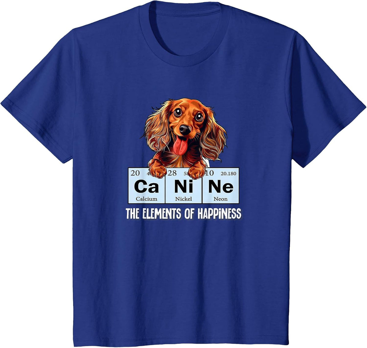Funny Elements of Happiness Long Haired Dachshund Lover T-Shirt - Royal Blue