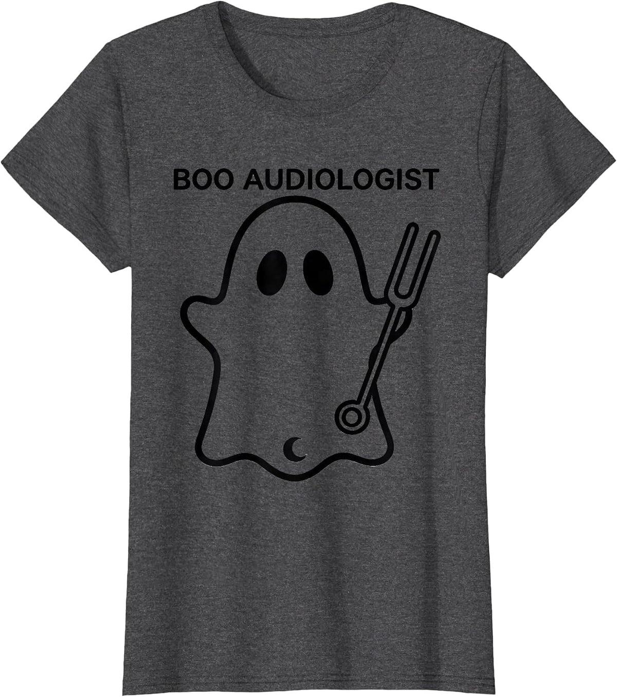 Women's Boo Audiologist Cute Ghost Halloween Audiology Humor T-Shirt - Dark Heather Grey