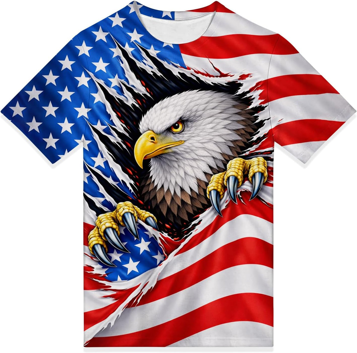 Men's American Flag Bald Eagle Patriotic USA T-Shirt - 04beagle