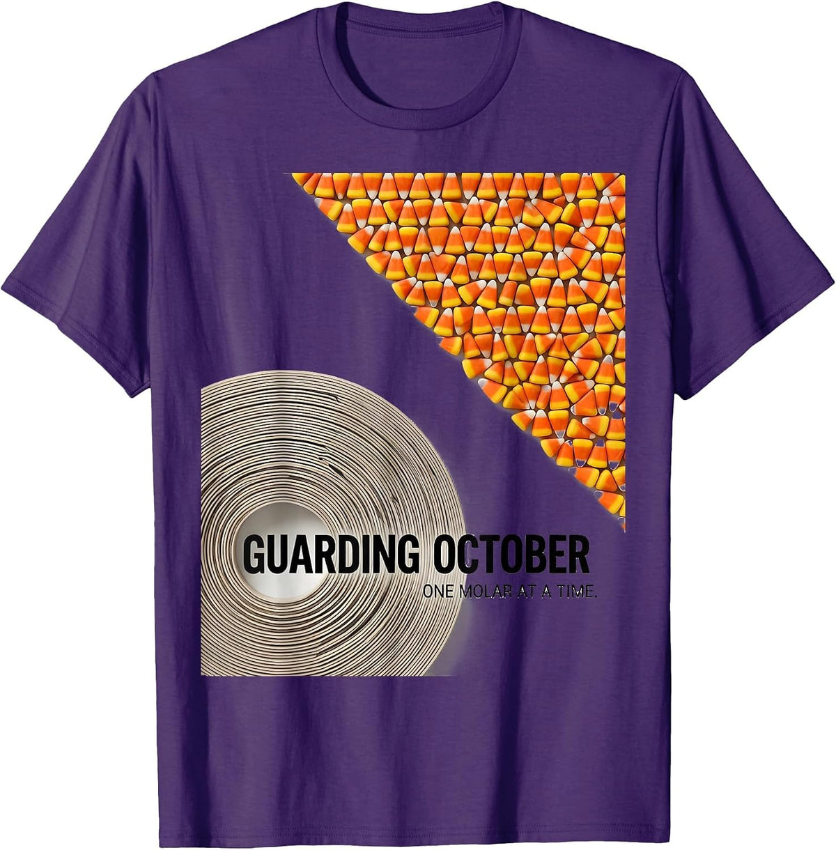 Guarding October, One Molar At A Time Dental Hygienist T-Shirt - Purple