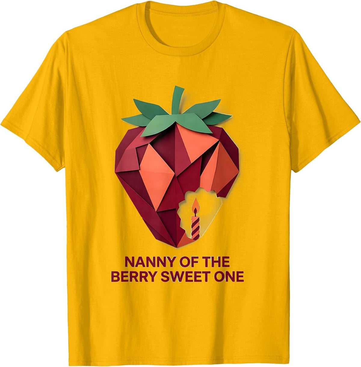 Nanny Of The Berry Sweet One Paper Cutout Strawberry First T-Shirt - Golden Yellow