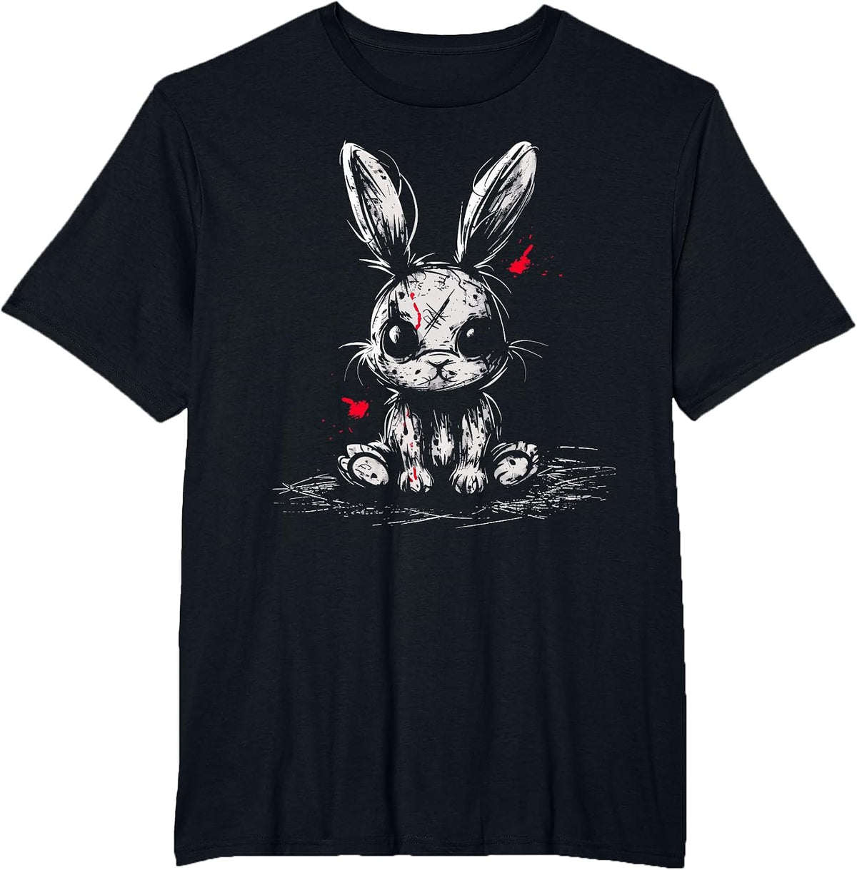 Evil Horror Bunny Rabbit Creepy Cute Alt Goth Grunge Demon T-Shirt - Black