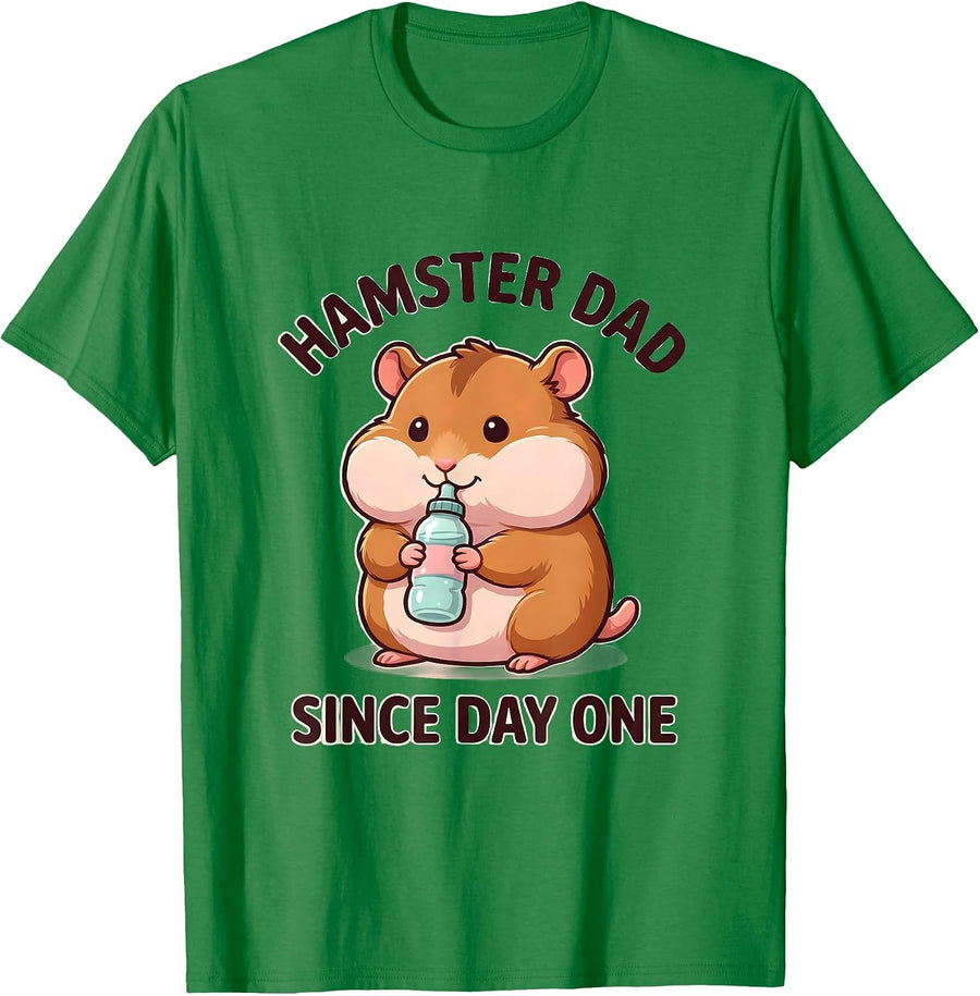 Men's Hamster Dad Since Day One Cute Kawaii Pet Lover Humor T-Shirt - Kelly Green