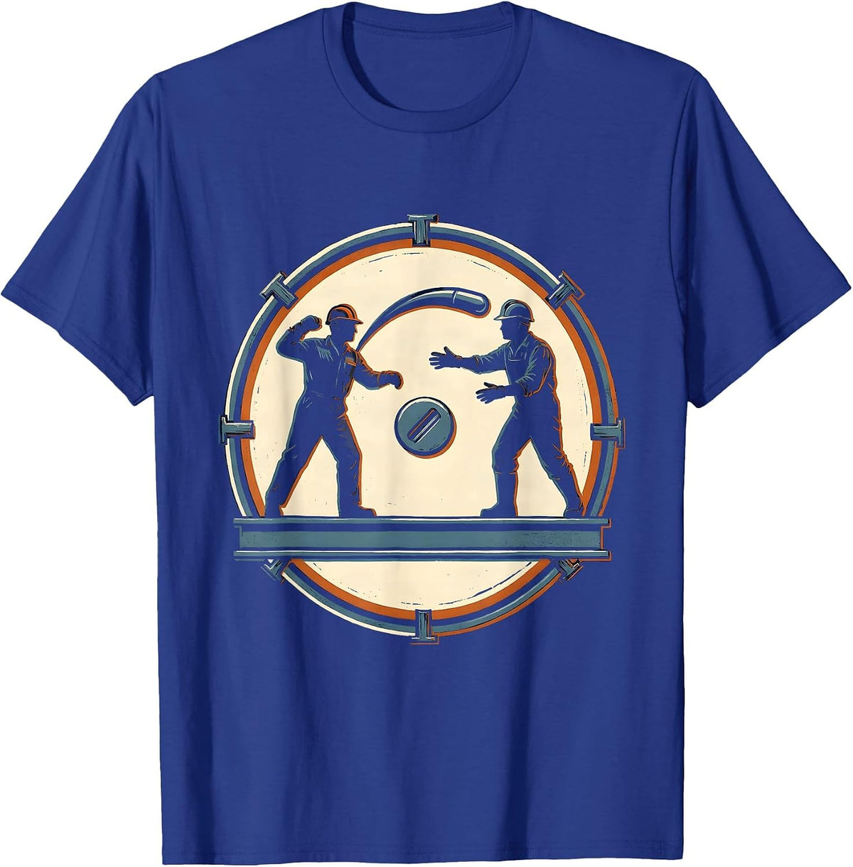 Labor Day Rivet Catch Graphic Tee T-Shirt - Royal Blue