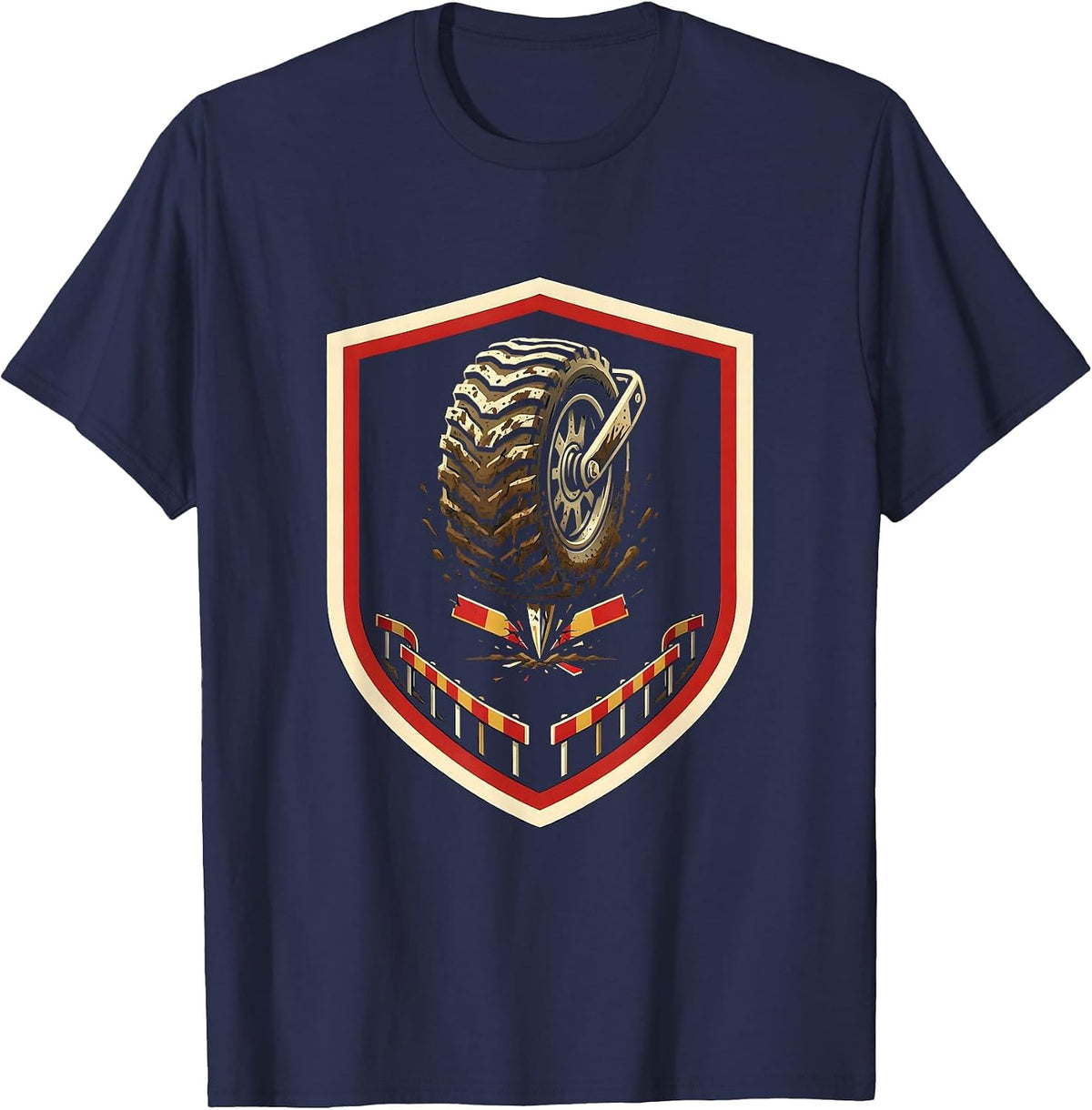 Men's Cross Country Spike Shield Track And Field Runner Gift T-Shirt - Navy Blue