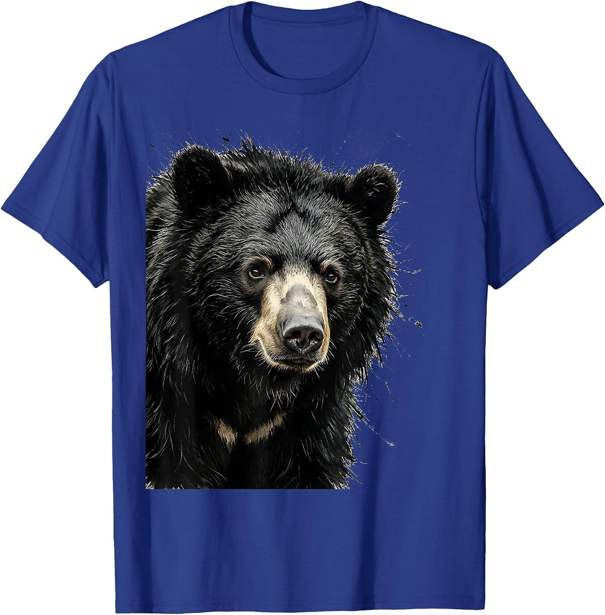 Men's Sloth Bear Close-Up Shaggy Fur Wildlife Illustration T-Shirt - Royal Blue