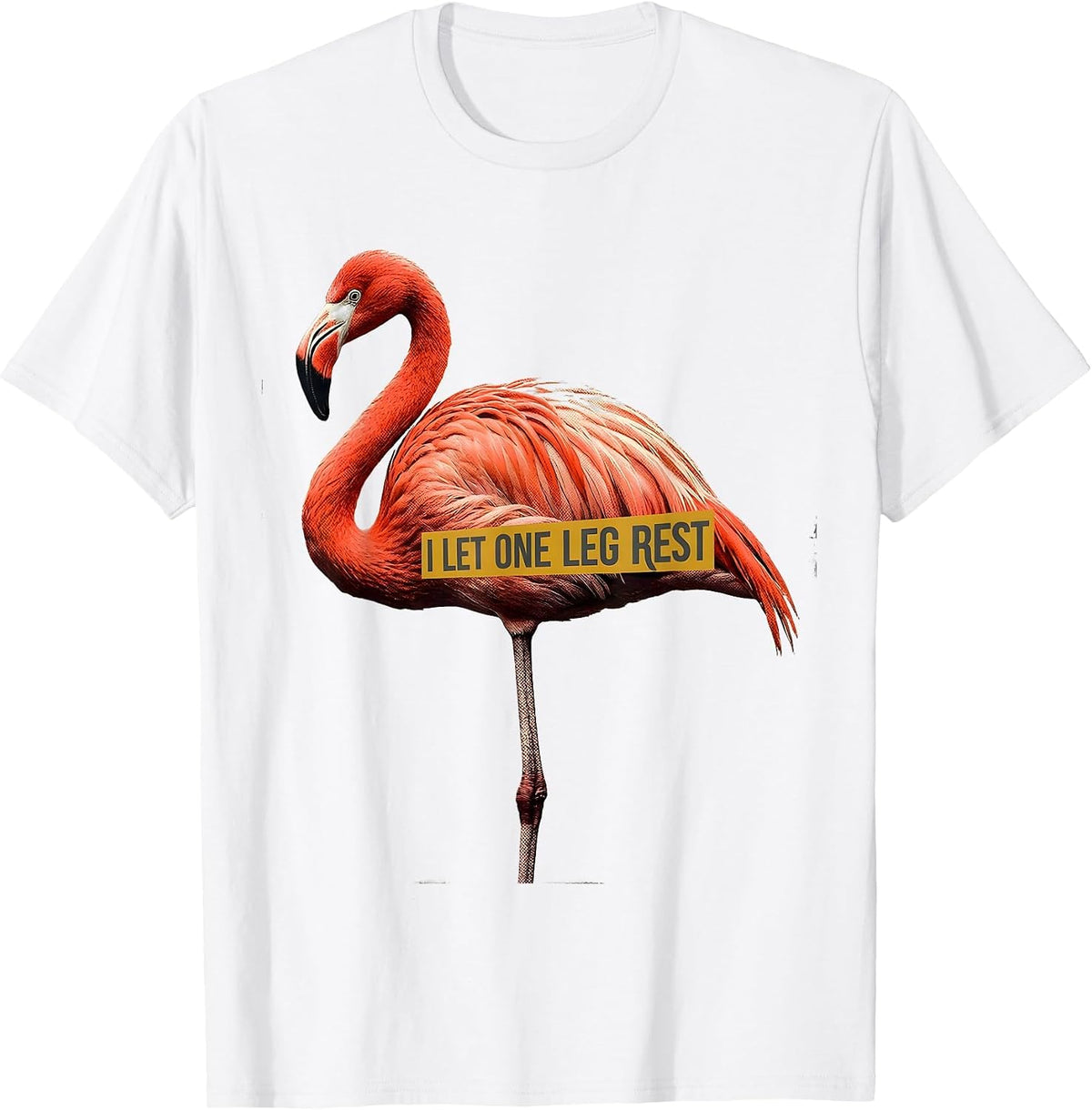 Men's I Let One Leg Rest Funny Flamingo Animal Humor Retro T-Shirt - White