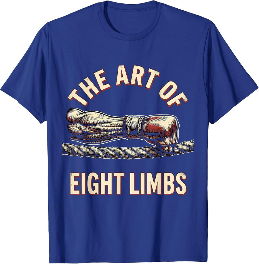 The Art Of Eight Limbs Vintage Muay Thai Fighter Kickboxing T-Shirt - Royal Blue
