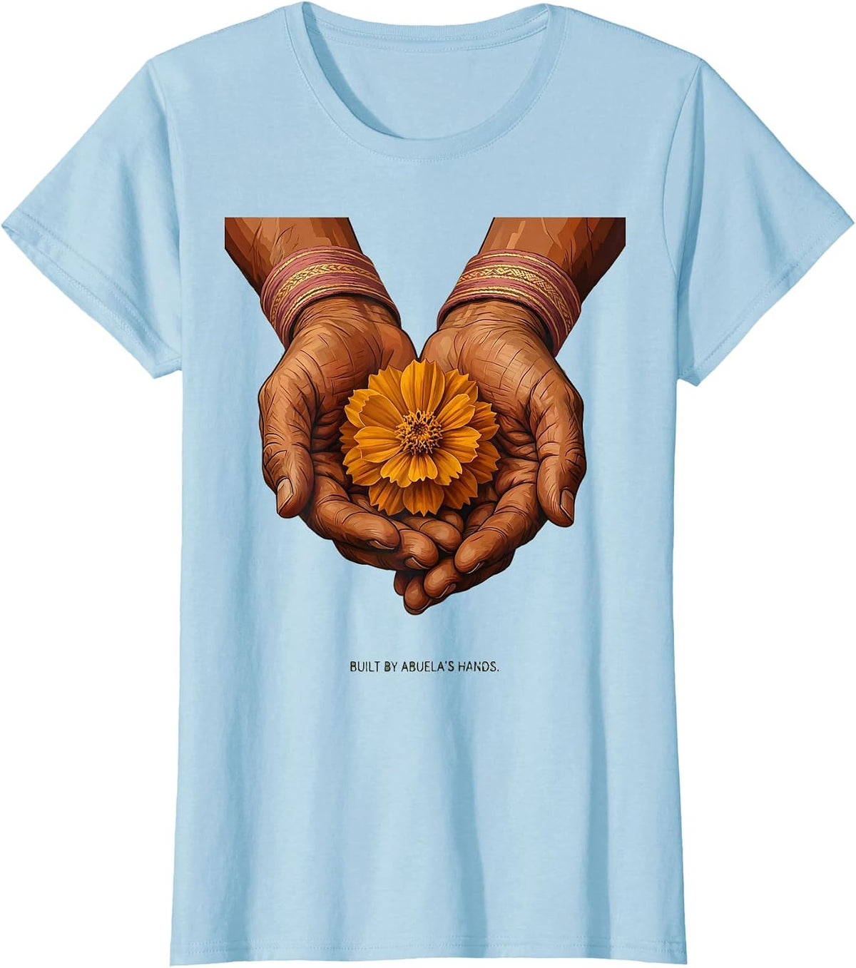 Built by Abuelas Hands Mexico Heritage Design T-Shirt - Baby Blue