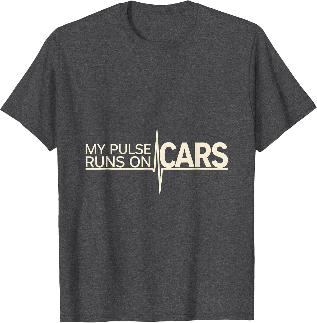 Men's My Pulse Runs On Cars Funny Car Guy Auto Mechanic Humor T-Shirt - Dark Heather Grey