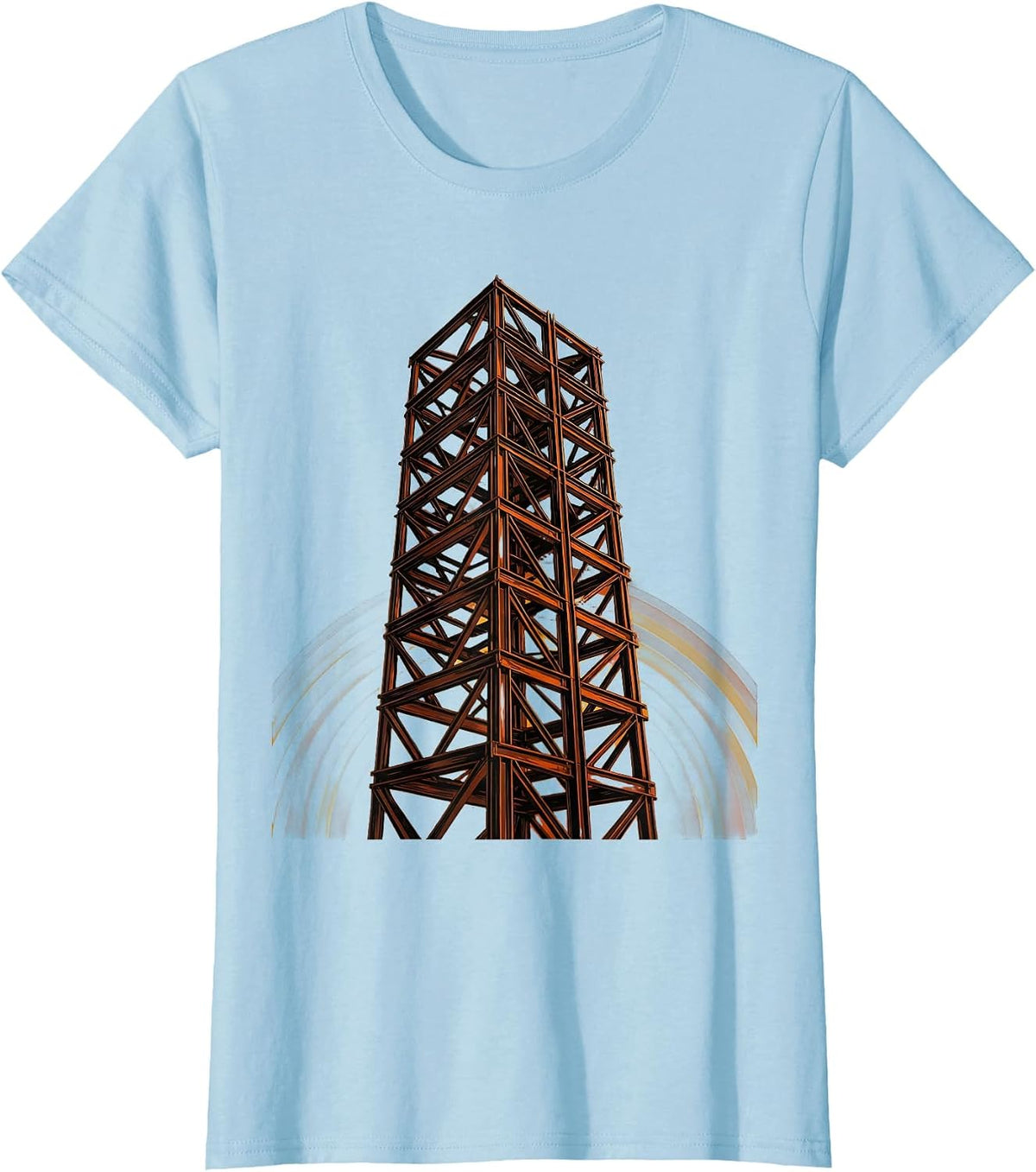 Labor Day Rising Skyscraper Steel Girder Illustration T-Shirt, Women, Baby Blue, X-Small - As Pictured
